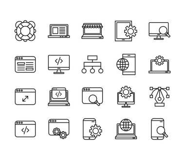 Mokup karşıt satır biçimi simgeleri demeti