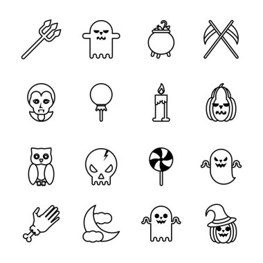 onaltı cadılar bayramı seti simgeleri demeti