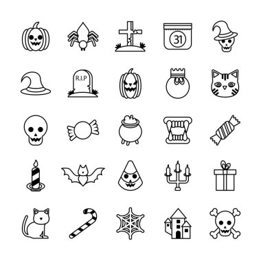 Yirmi beş cadılar bayramı koleksiyon simgesi demeti