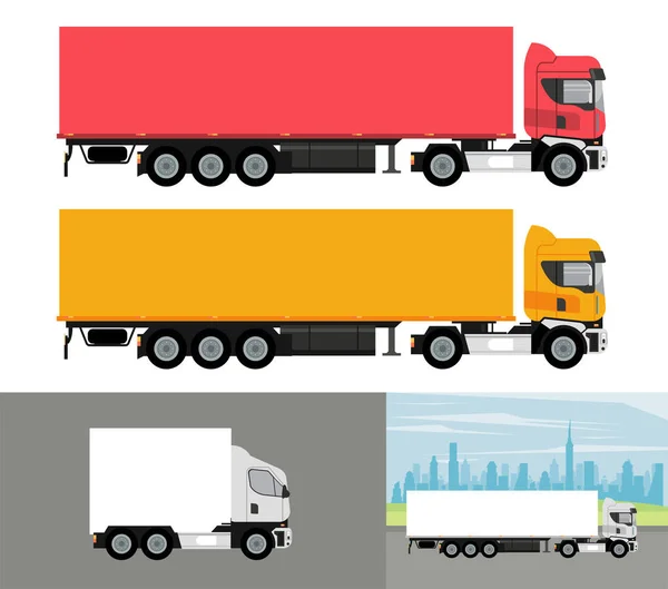 Branco e cores caminhões mockup carros veículos ícones — Vetor de Stock