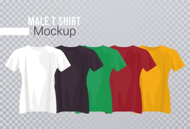 Beş model gömlek. Renkler ayarlandı.