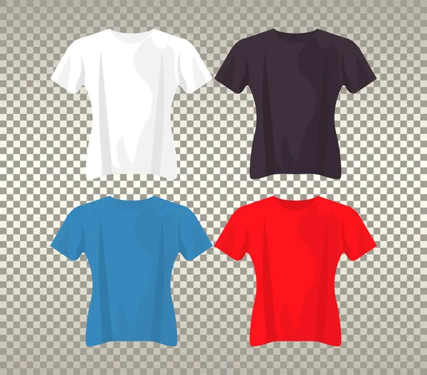 Vier Mockup-Shirts setzen Farben — Stockvektor