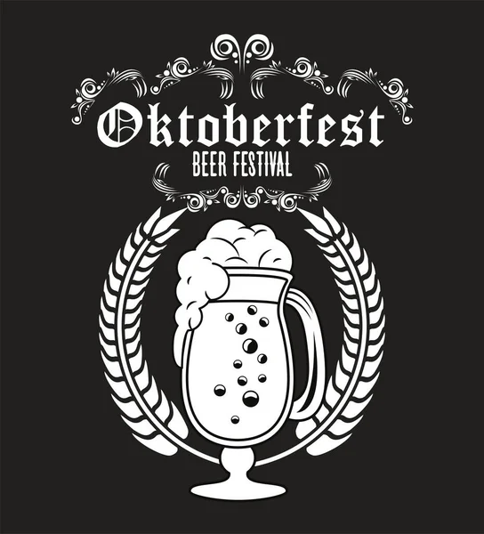 Affiche du festival de célébration oktoberfest avec tasse de bière — Image vectorielle