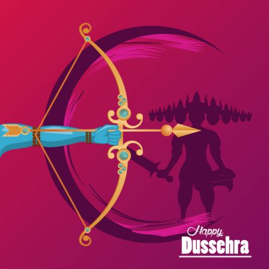Mutlu dussehra kutlama kartları ve ravana ile kemer