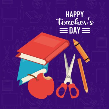 Mutlu öğretmenler günü kartları ve set malzemeleri.