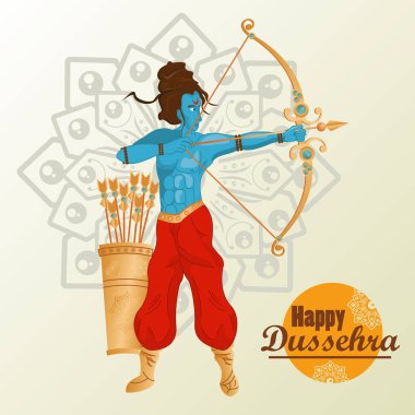 Mutlu dussehra kutlama kartları mavi rama ve mandala ile