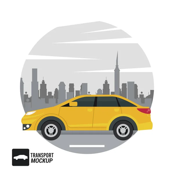 Makieta samochód kolor żółty ikona — Wektor stockowy