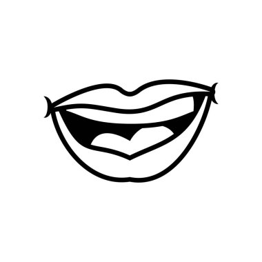 Pop art gülen ağız çizgisi simgesi