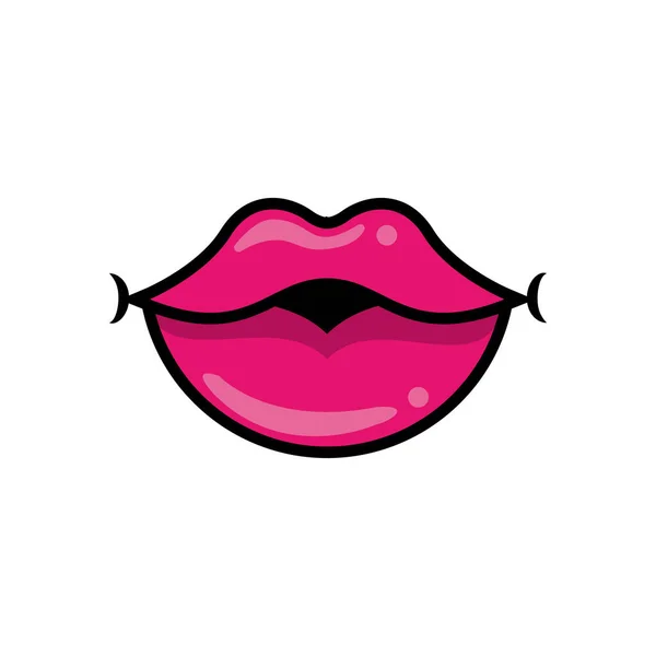 Pop art mouth closed fill style icon — 스톡 벡터