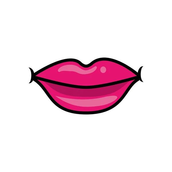 Pop art mouth closed fill style - Stok Vektor