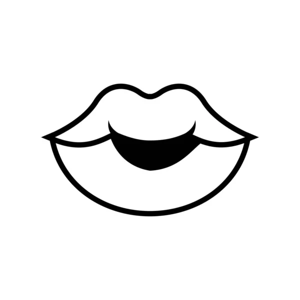 Pop art mouth closed kissing line style icon — Stock Vector