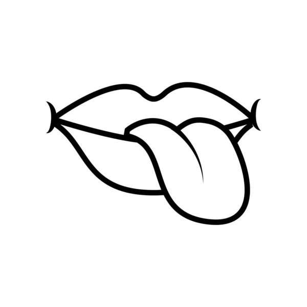 Pop boca de arte com língua para fora estilo de linha — Vetor de Stock