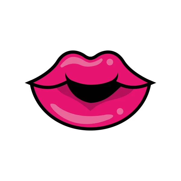 Pop art mouth closed kiss style icon - Stok Vektor