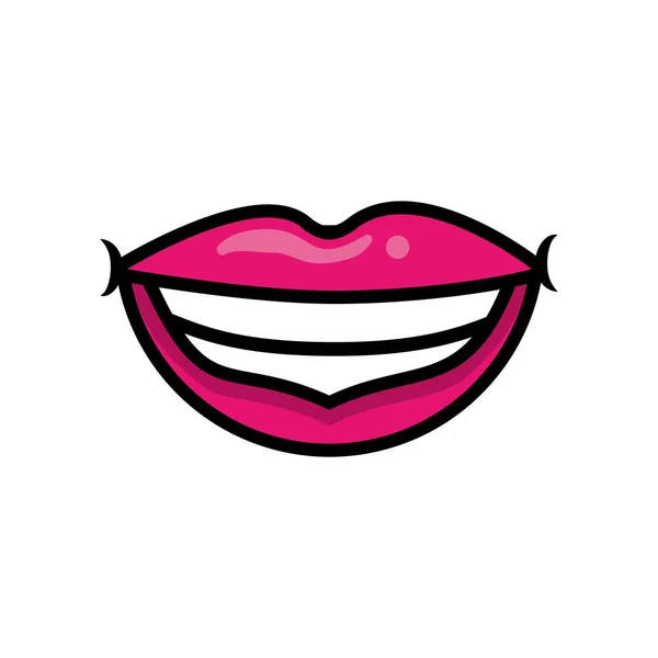 Pop art boca sonriente estilo de relleno — Archivo Imágenes Vectoriales