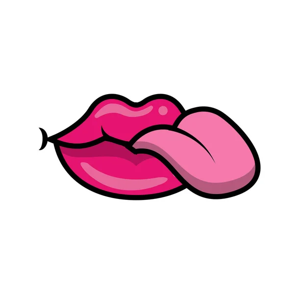 Pop boca de arte con la lengua hacia fuera icono de relleno de estilo — Vector de stock