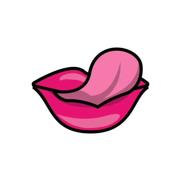 Pop art mouth licking sensually the lips fill style — Stock Vector