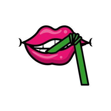 Pop art with straw style fill icon clipart