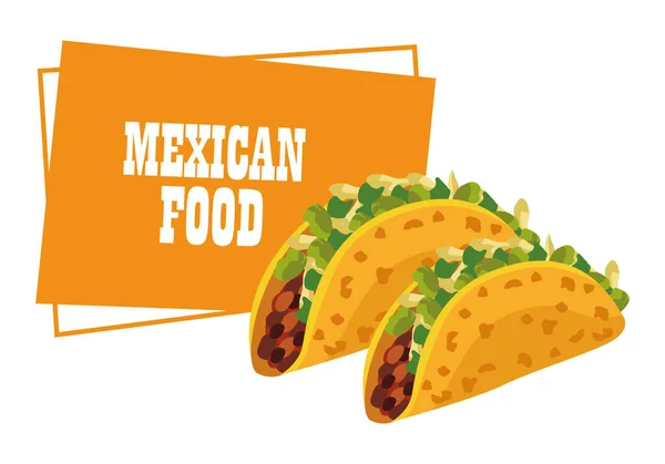 Messicano cibo lettering poster con tacos — Vettoriale Stock