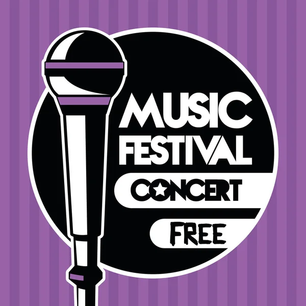 Affiche du festival de musique avec microphone audio en fond violet — Image vectorielle