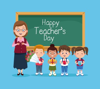 Öğretmenler Günü 'nde çocuklar ve öğretmenlerle mutlu sahneler.