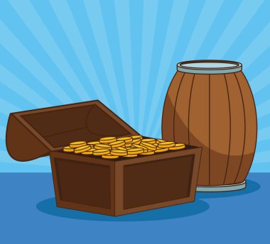 Kolomb Günü kutlama kartı. Göğüs eşikli ve fıçılı.