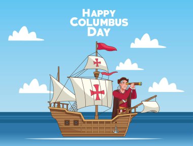 Kristof 'un Caravel sahnesinde teleskop kullandığı Columbus Günü kutlama sahnesi.