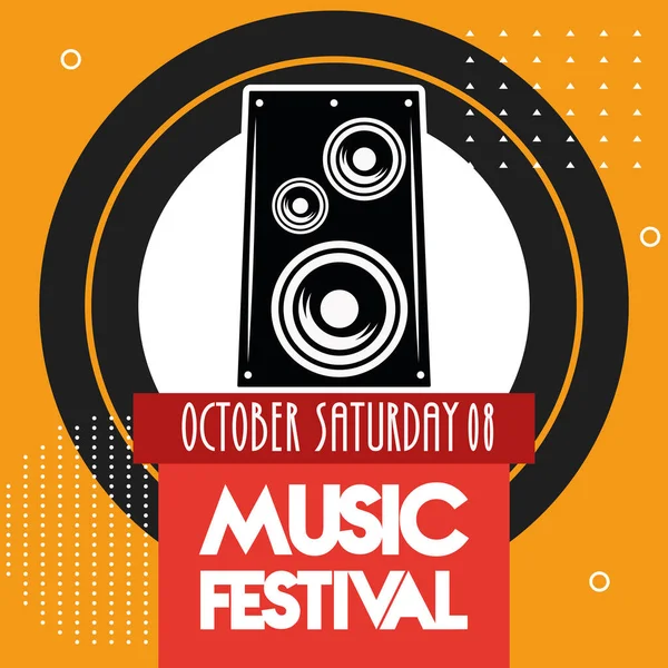 Musikfestival-Plakat mit Lautsprecher-Schriftzug — Stockvektor