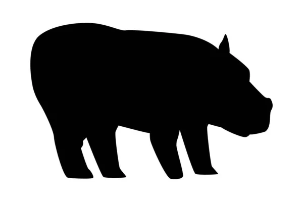 Icono de silueta animal hipopótamo salvaje — Vector de stock