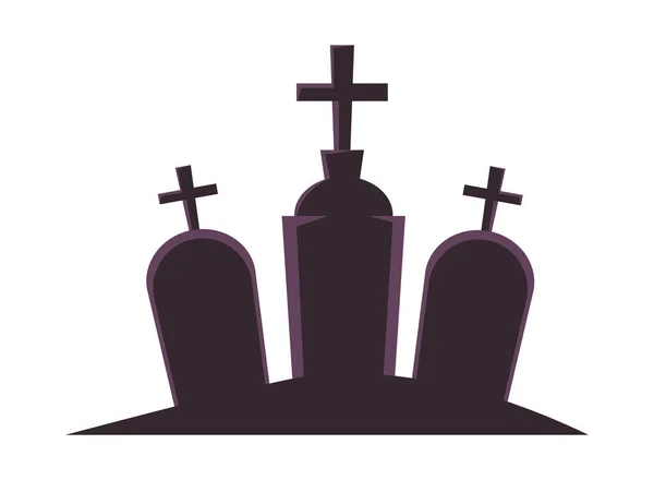 Cemitérios halloween túmulos ícones do cemitério —  Vetores de Stock
