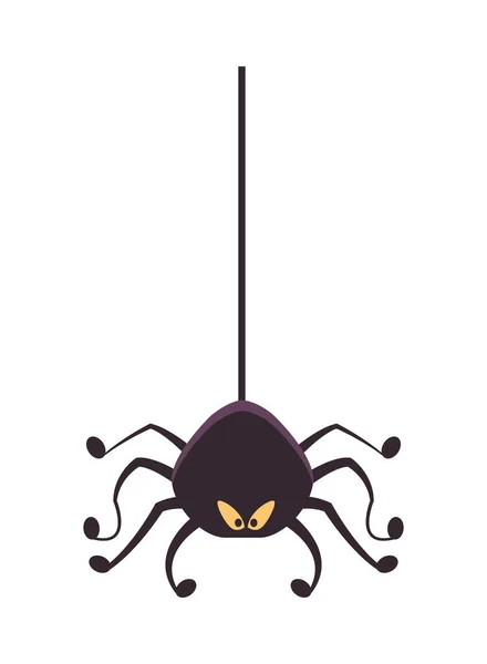 Halloween spindel hängande isolerad ikon — Stock vektor