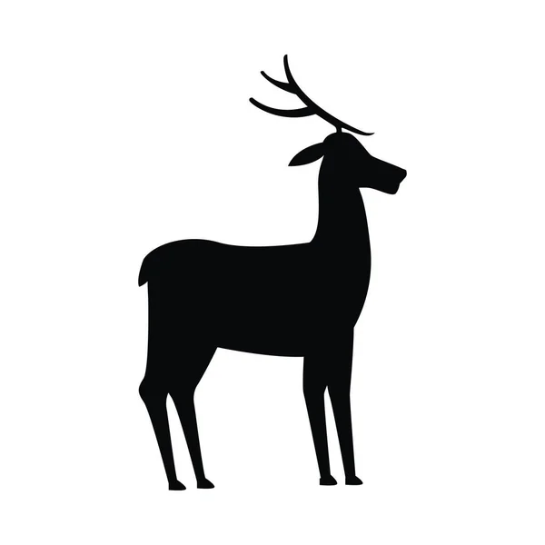 Wild reindeer animal silhouette nature icon — Stock Vector