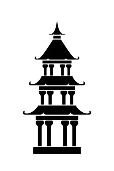 Chiński zamek budynku sylwetka ikona — Wektor stockowy