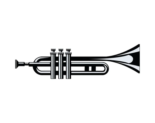 Trompeta instrumento musical icono aislado — Vector de stock