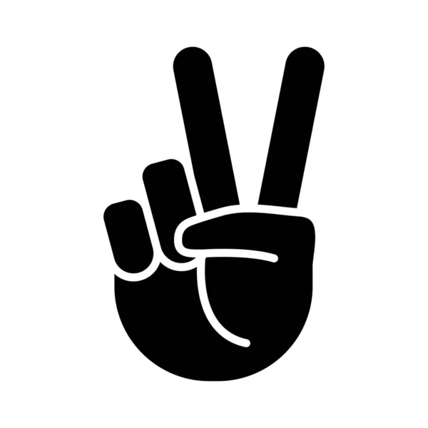 Hand peace and love sign silhouette style icon — Stock Vector