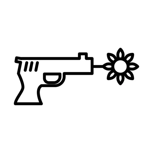 Arma com ícone de estilo linha de flor — Vetor de Stock