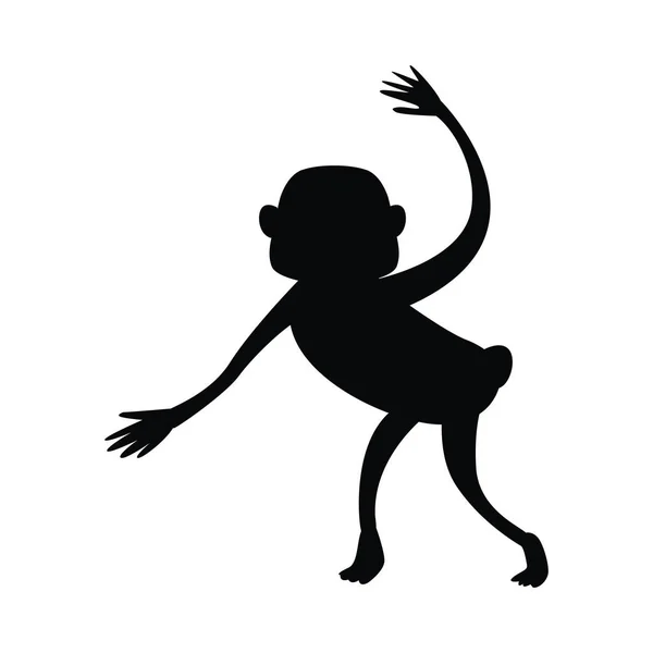 Divoká opice zvíře silueta příroda ikona — Stockový vektor