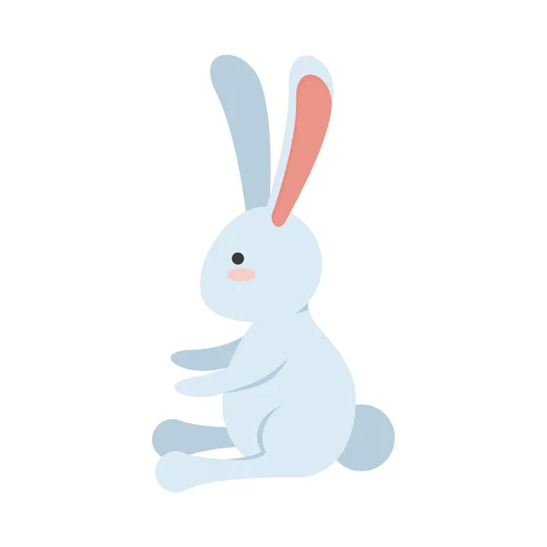 Cute little rabbit easter animal seated — Stock Vector