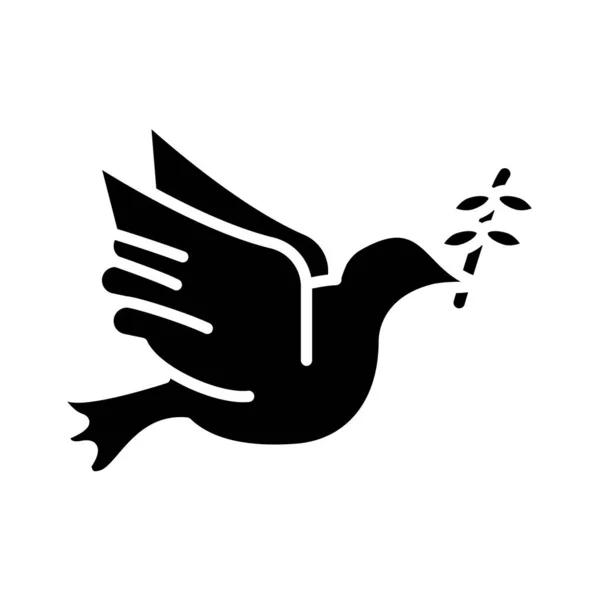 Paloma de la paz con la silueta voladora rama de olivo icono de estilo — Archivo Imágenes Vectoriales
