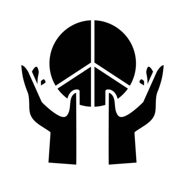 Mains protégeant la paix symbole silhouette style icône — Image vectorielle