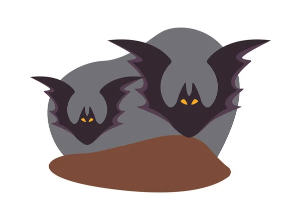 Halloween vleermuizen vliegen geïsoleerde pictogrammen — Stockvector