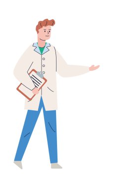 Kontrol listesi karakterli genç erkek doktor