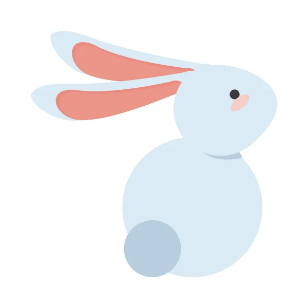 Lindo conejo pequeño animal de Pascua sentado icono de carácter — Vector de stock