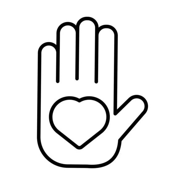 Hand with heart love symbol line style icon — Stock Vector