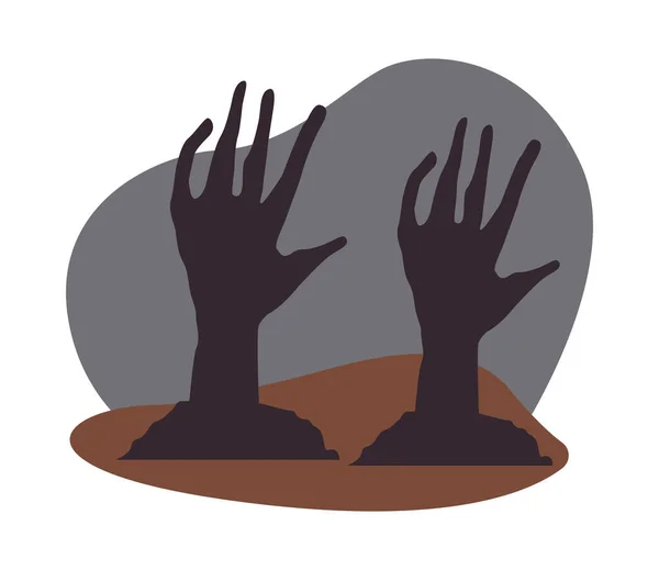 Mort zombie mains isolées icônes — Image vectorielle