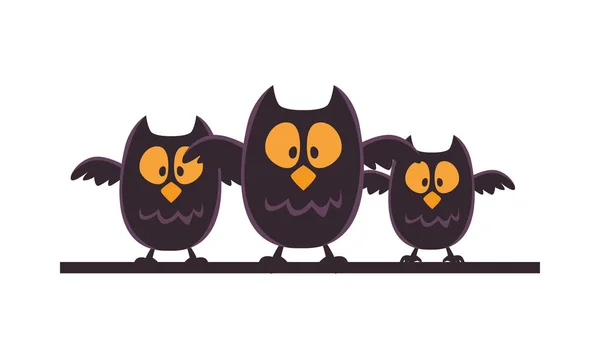 Halloween owls aves aislados iconos — Vector de stock