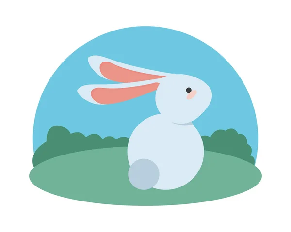 Mignon petit lapin Pâques animal assis dans le camp — Image vectorielle