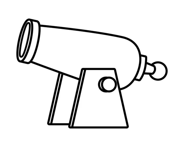 Antik ágyú fegyver vonal stílus ikon — Stock Vector