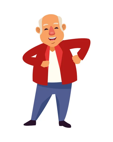 Old man dancing active senior character — Stock Vector