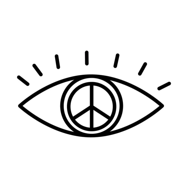 Symbole de paix dans l'icône de style ligne des yeux — Image vectorielle