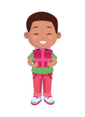 Hediye karakteri olan sevimli afro çocuk.
